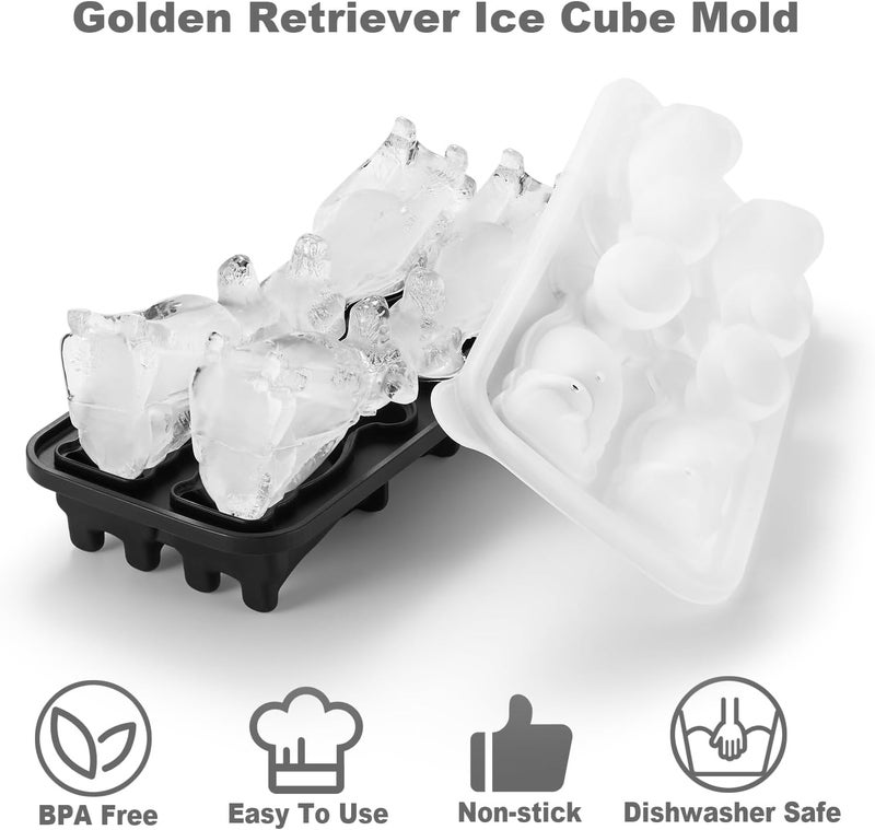 ACOOKEE Golden Retriever Dog Ice Cube Mold, 4 Hole Fun Shapes Large Golden Retriever Dog Ice Cube Tray for Whiskey,Cocktail,Bourbon, Cute Novelty Golden Retriever Gifts for Women, BPA Free - Image 3